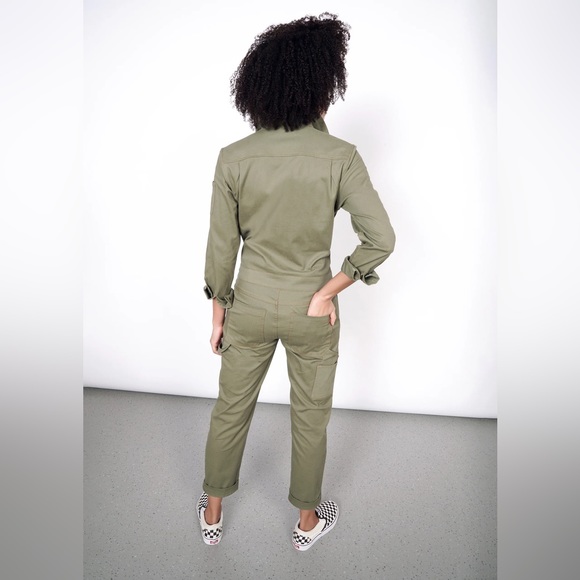 Wildfang Olive Essential Coveralls sz Medium - Picture 2 of 10